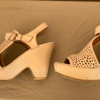 Sandalo bianco donna in pelle tacco alto 37