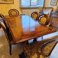 tavolo con 6 sedie in legno massello
