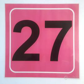 Stampa numero 27 carta plastificata rosa nero 25cm