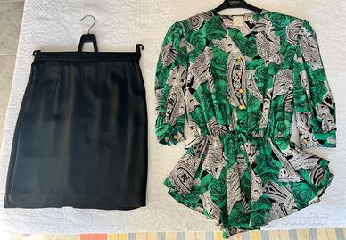 Completo in seta camicia e gonna