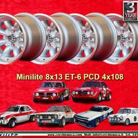 4 pz. cerchi Ford Minilite 8x13 ET-6 Escort Mk1-2