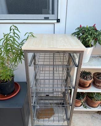 Carrello da cucina con estraibili acciaio e ruote