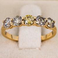 Anello in Oro con 5 Diamanti Naturali Fancy Color