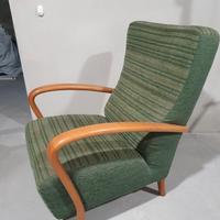 Poltrona in tessuto verde sfoderabile