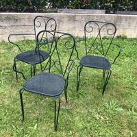 3 sedie in ferro battuto vintage