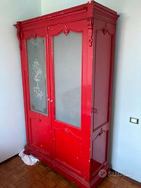 Armadio vetrina rosso vintage