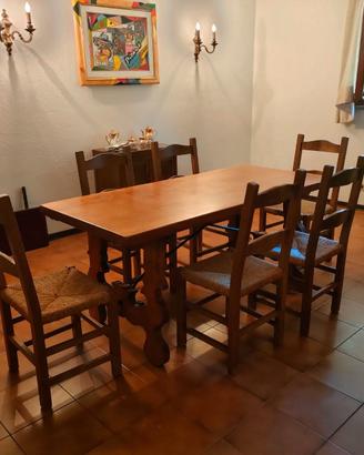 Tavolo massello arte povera e sedie