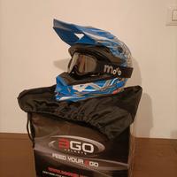 Casco e Kit moto da cross ragazzo taglio 53-54