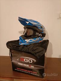 Casco e Kit moto da cross ragazzo taglio 53-54