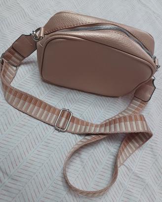 Borsa a Tracolla Rosa Metallizzato
