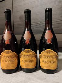 3 bottiglie Dolcetto, Nebbiolo e Grignolino 1980