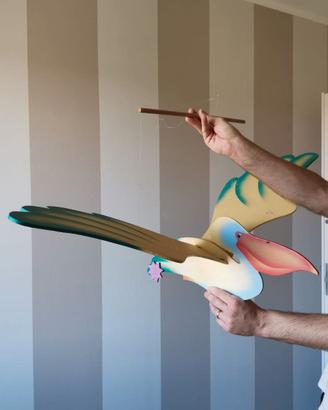 Decorazione lampadario bambini in legno Pellicano