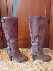 Stivali lunghi in pelle e cuoio