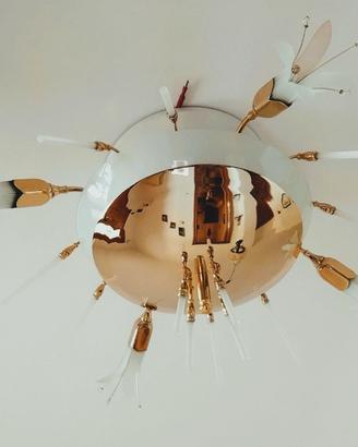 Lampadario a soffitto in ottone dorato