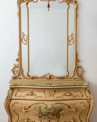 cassettone con specchio barocco veneziano