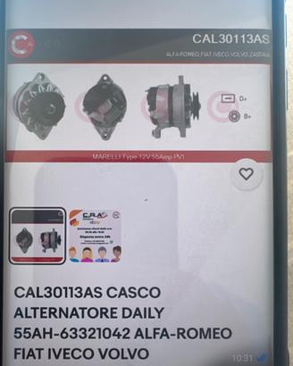 Alternatore daily 55 AH 63321042 CAL 30113S
