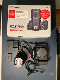Canon reflex 750d con oviettivo 18-55 e scatola