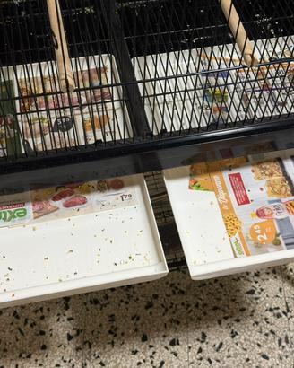 Grande voliera con carrello + coppia di cocorite (