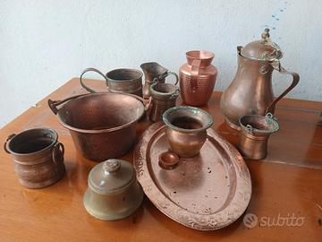 pentolini bicchieri in rame antichi
