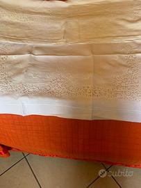 coperta e lenzuola con pizzo cantù mai usata
