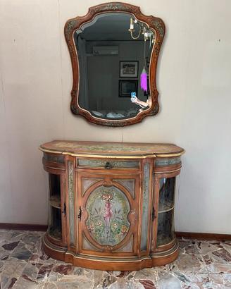 Mobile in legno dipinto a mano con specchio