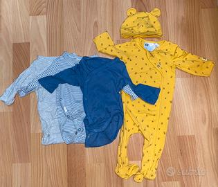 Set da 4 pz: 3  body manica lunga e 1 tutina 56 cm
