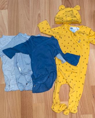 Set da 4 pz: 3  body manica lunga e 1 tutina 56 cm