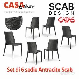 Set 6 Sedie SCAB Design Lucrezia Antracite Sedia I
