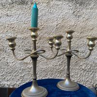 Coppia candelabri antichi, placcati argento