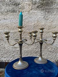 Coppia candelabri antichi, placcati argento