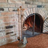 set attrezzi caminetto in ottone