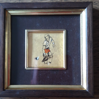 Quadretto su foglia oro tennista