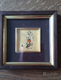 Quadretto su foglia oro tennista