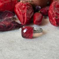 Anello argento tormalina rossa