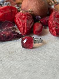 Anello argento tormalina rossa