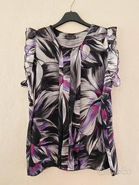 Blusa smanicata floreale Made in Italy  