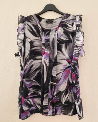 Blusa smanicata floreale Made in Italy  