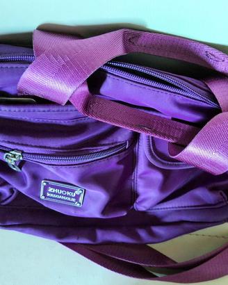 Borsa Donna Multitasche Viola Nylon Impermeabile