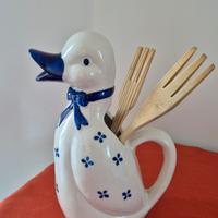 Porta utensili in ceramica a forma di anatra