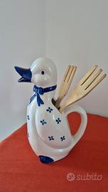Porta utensili in ceramica a forma di anatra