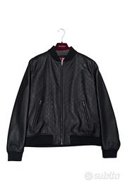 Bomber Gucci in pelle con motivo GG in rilievo