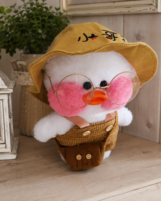 Peluche paperotto dolcissimo con salopette - 30 cm
