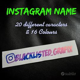 Nome instagram adesivo per auto moto ecc..