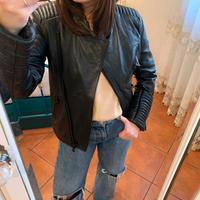 Giacca biker in vera pelle