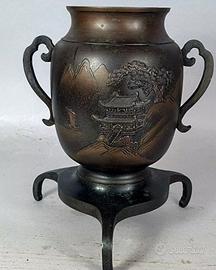 antico vaso  bronzo giapponese meiji 