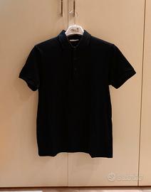Versace Polo nera uomo  cotone colletto fantasia 