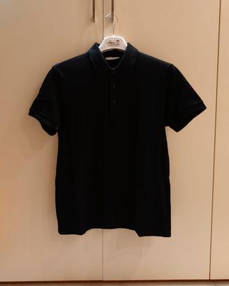 Versace Polo nera uomo  cotone colletto fantasia 
