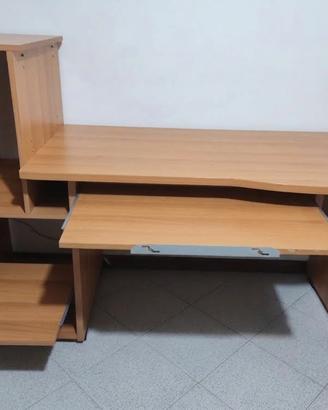 Scrivania Porta PC in legno con vani estraibili
