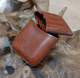 Porta sigari in pelle marrone cuoio