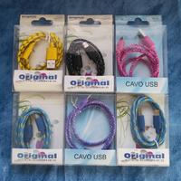 6 cavi connettori colorati USB A/micro USB B cm 96